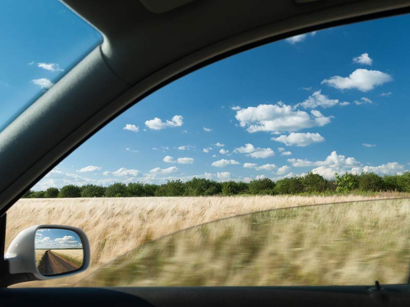 The outside view from Car window while driving at Peoria, AZ