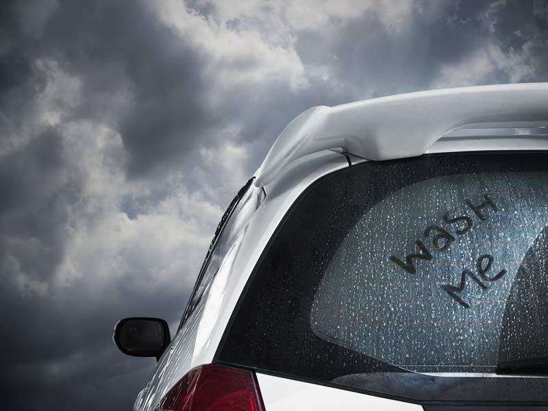 A vehicle displaying a "wash me" message in the Phoenix and Las Vegas regions 