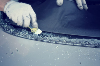  The man removing broken glass at Las Vegas, NV