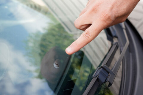 hole in a car windsheild