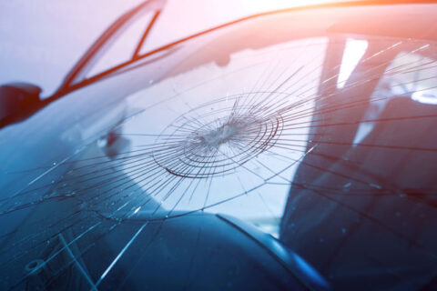 car cracked in a sunlight