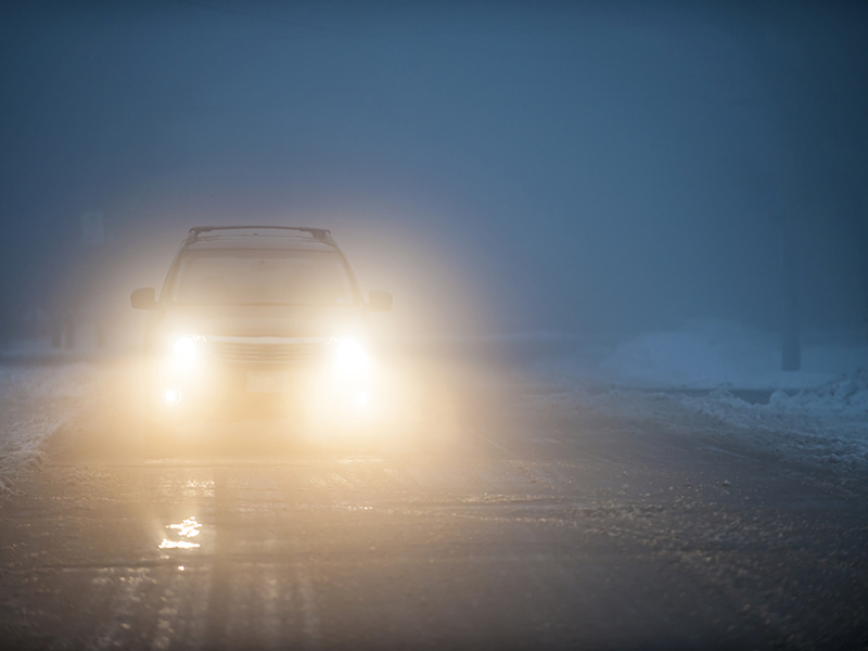 The car stocked in snow fog at Las Vegas, NV