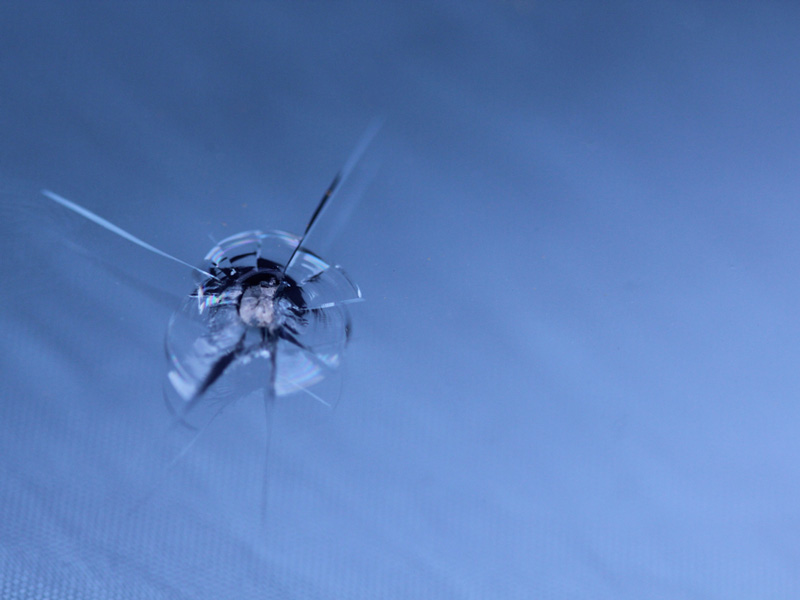 The damage cracked in car windshield 