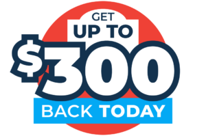 get up to 300 back today badge