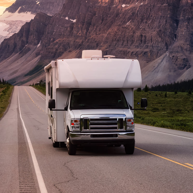an RV on the road
