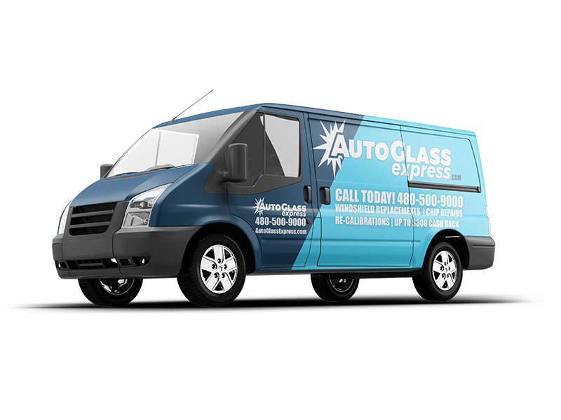 Auto Glass Express branded van mockup in Phoenix & Las Vegas Areas